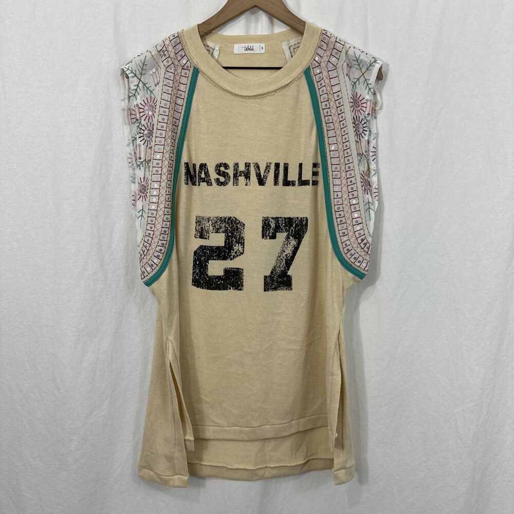 TALULAH Beige 'Nashville 27' Embellished Sleeve Tunic